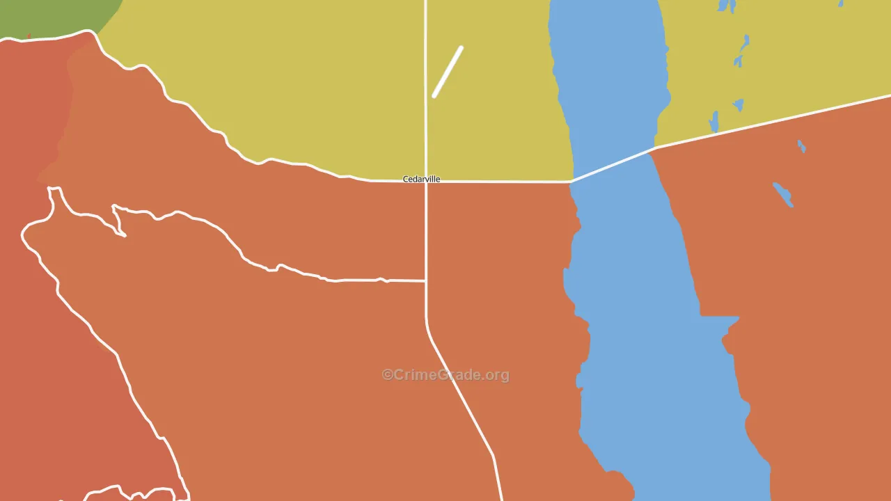 Cedarville, CA Map of Murder Rates