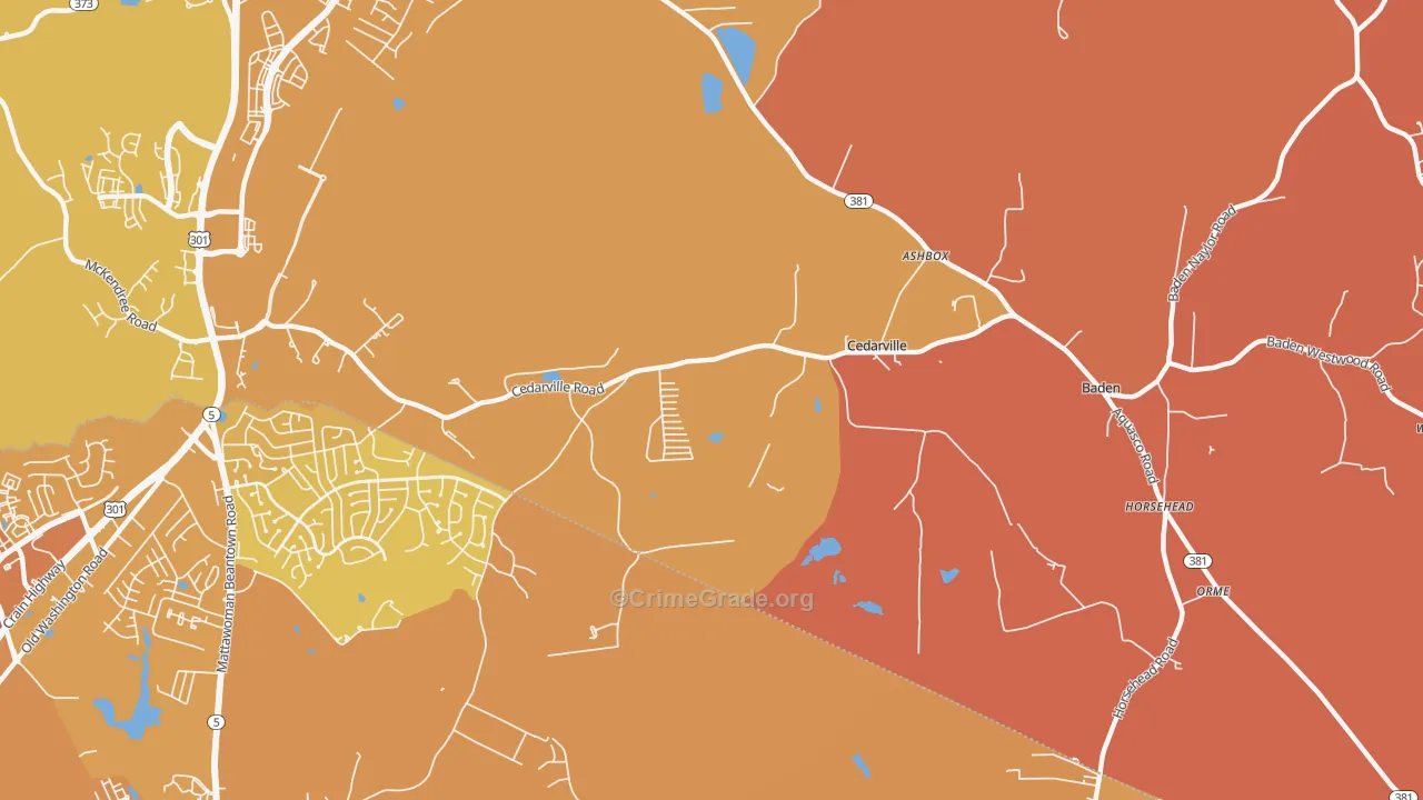 Cedarville, MD Map of Murder Rates
