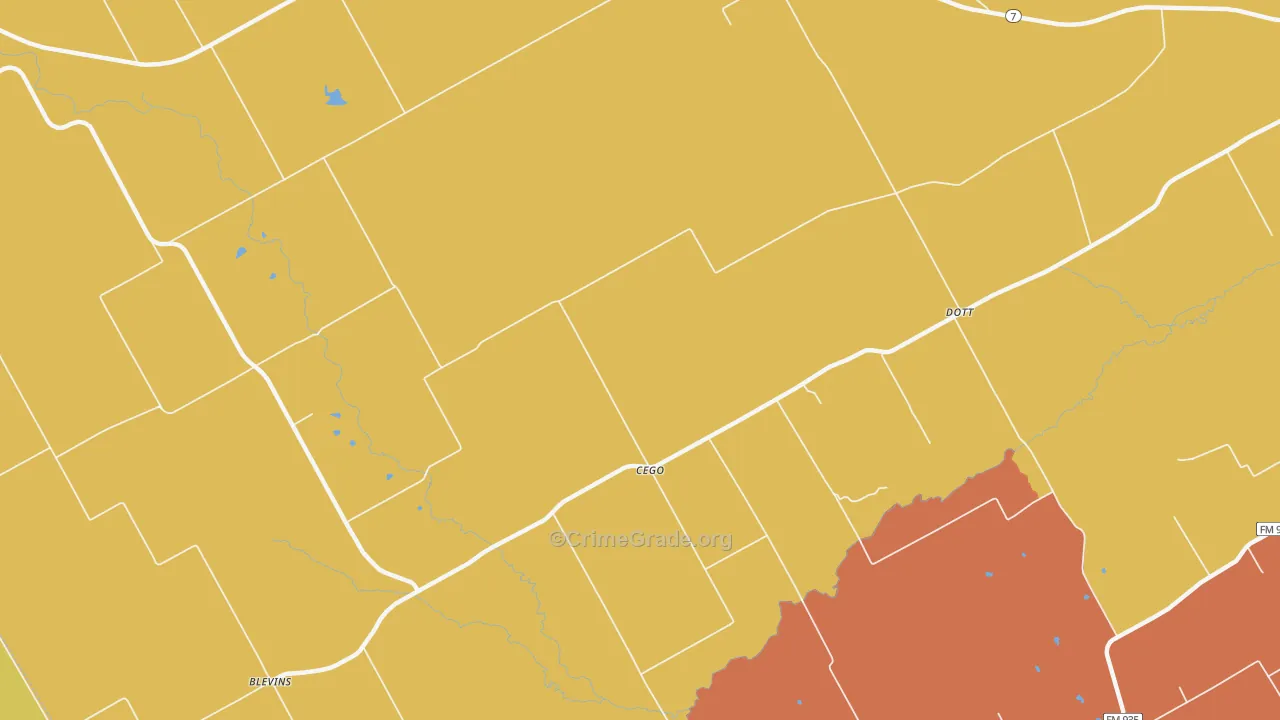 Cego, TX Map of Murder Rates