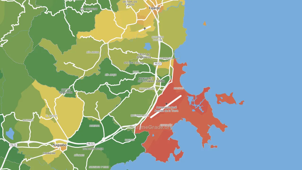 Ceiba Municipio, PR Map of Murder Rates