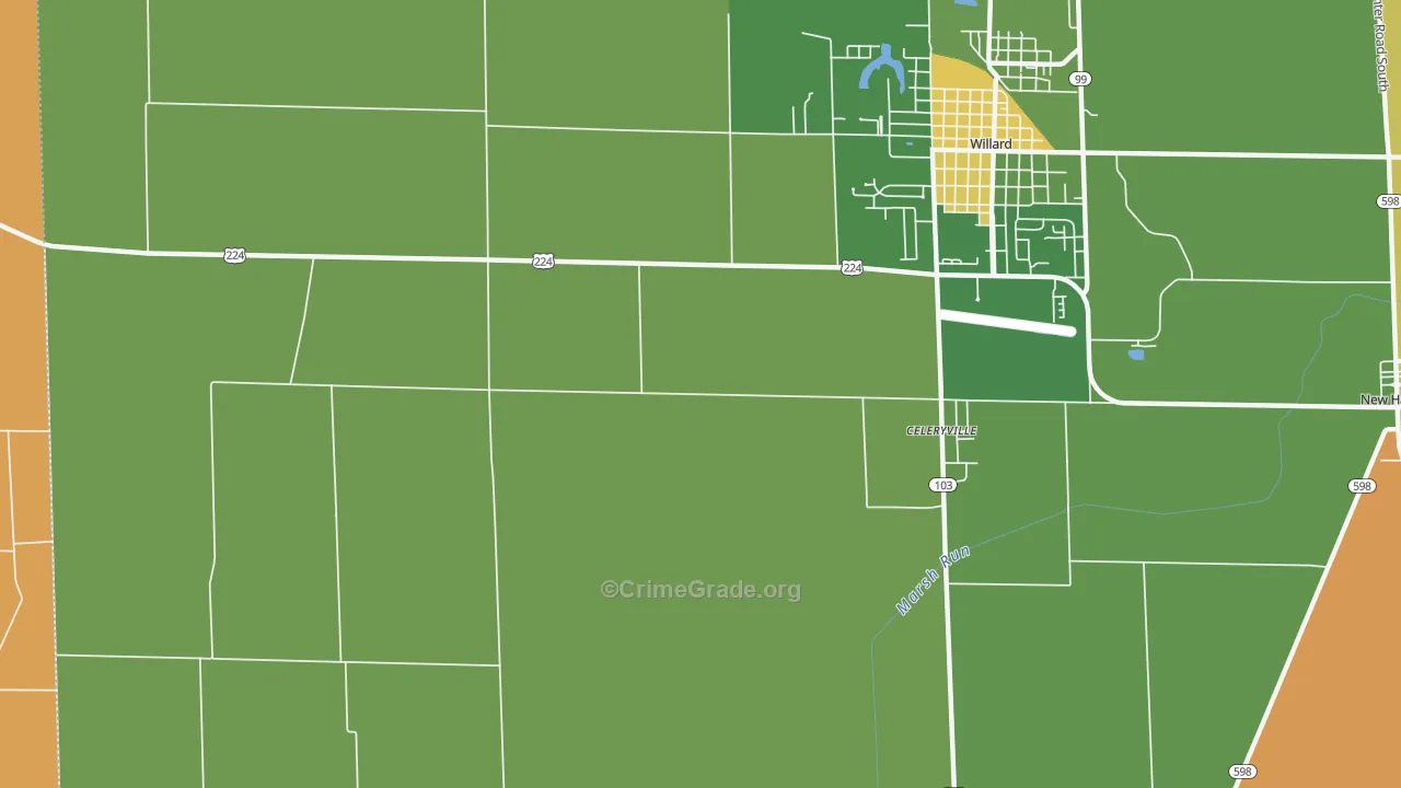 Celeryville, OH Map of Murder Rates