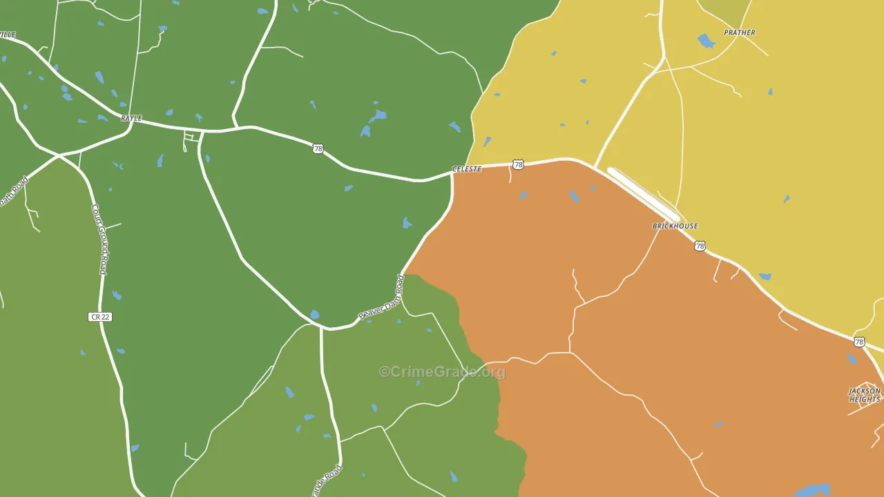 Celeste, GA Map of Murder Rates