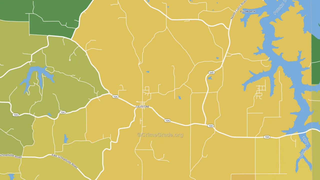 Celestine, IN Map of Murder Rates