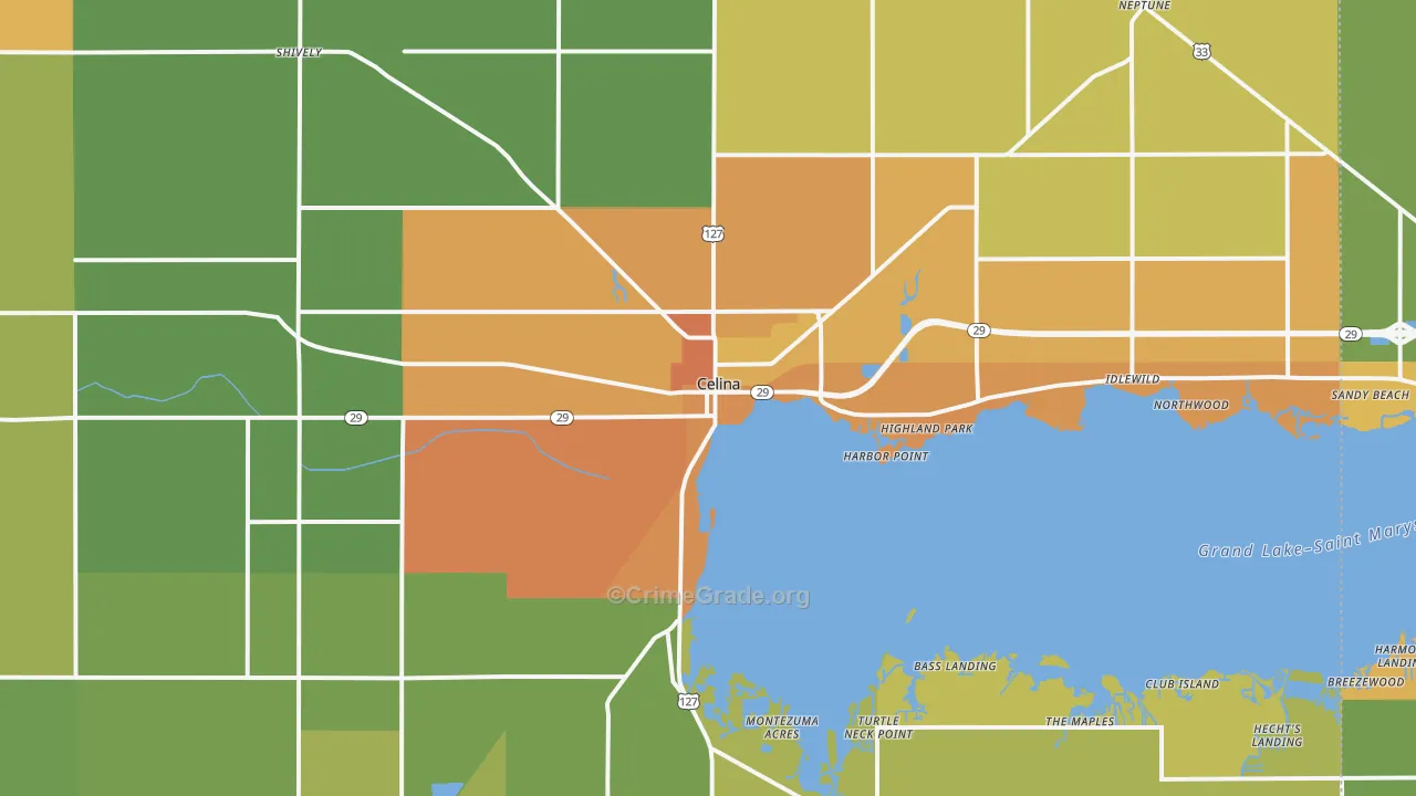 Celina, OH Map of Murder Rates
