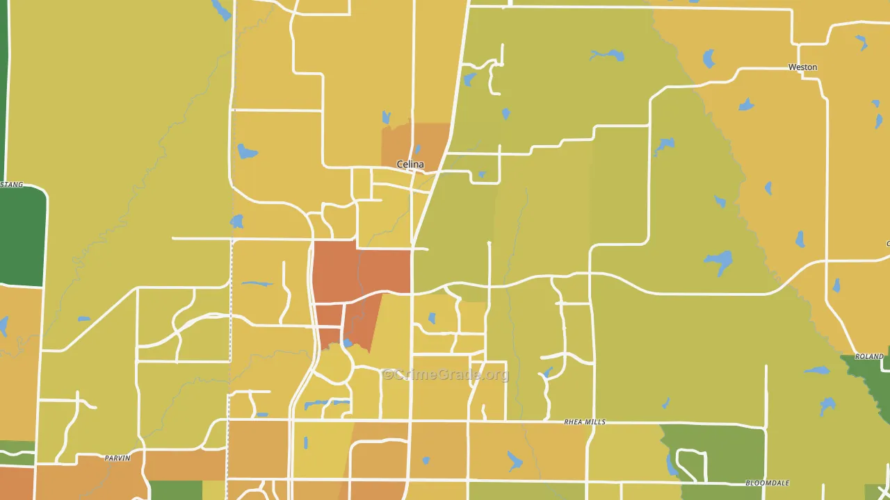 Celina, TX Map of Murder Rates