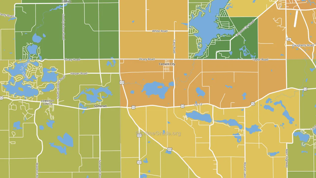 Cement City, MI Map of Murder Rates