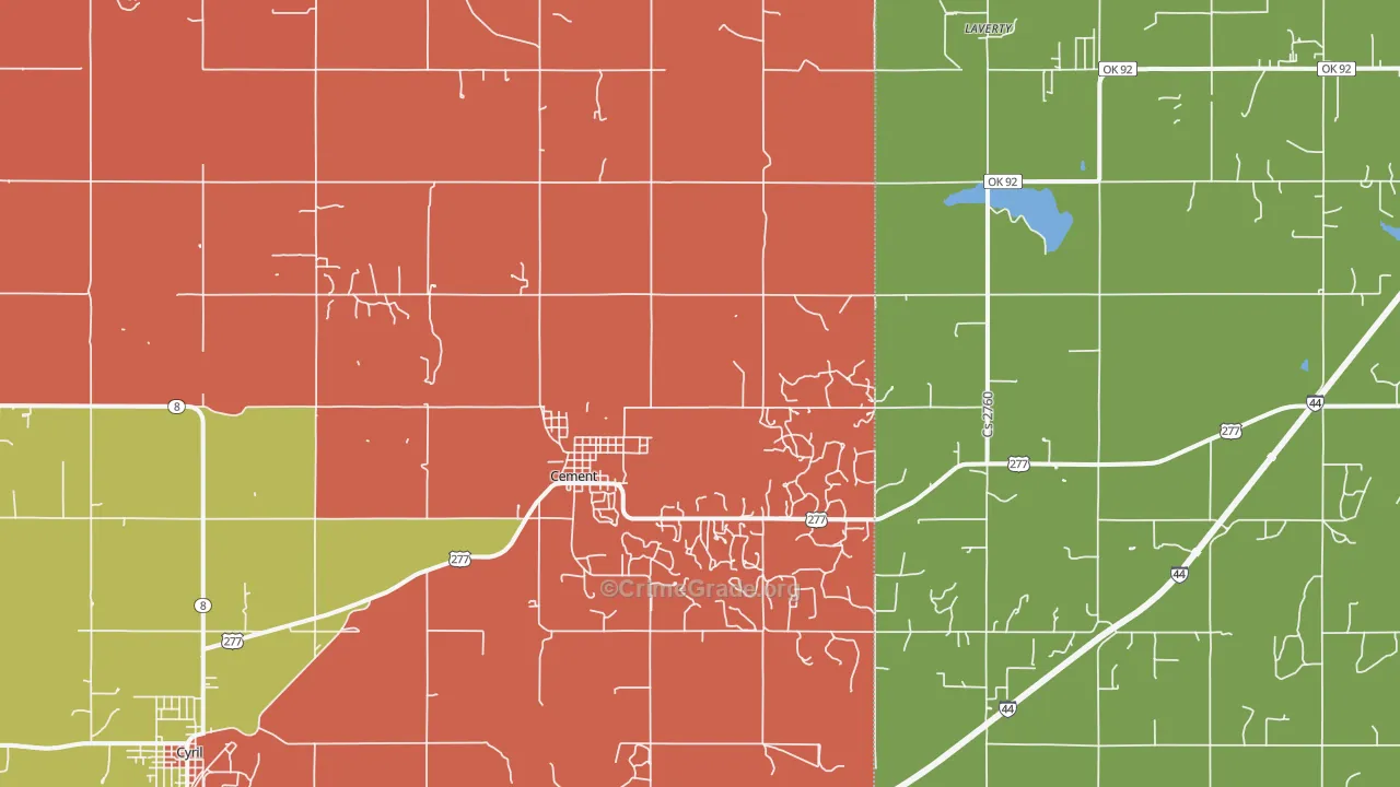 Cement, OK Map of Murder Rates