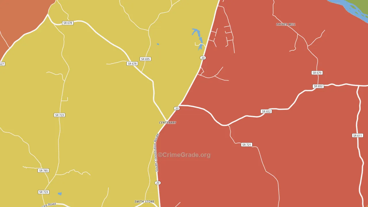 Centenary, VA Map of Murder Rates
