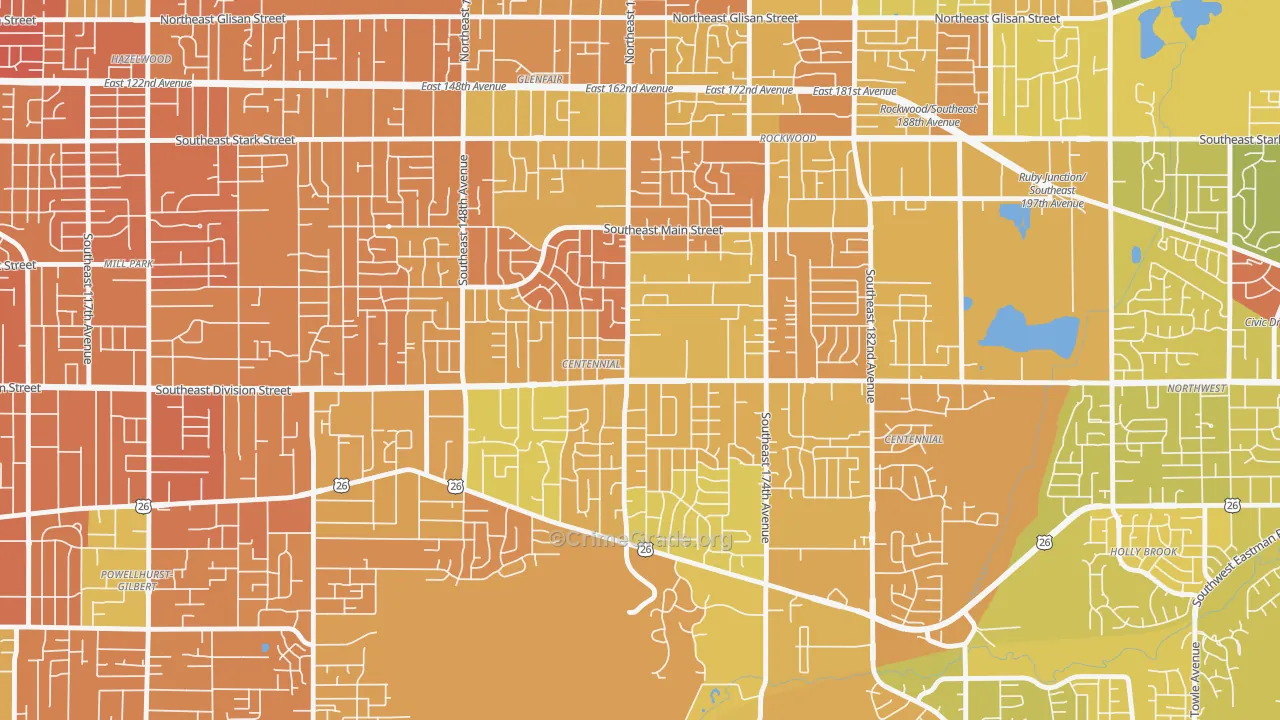 Centennial, Portland, OR Map of Murder Rates