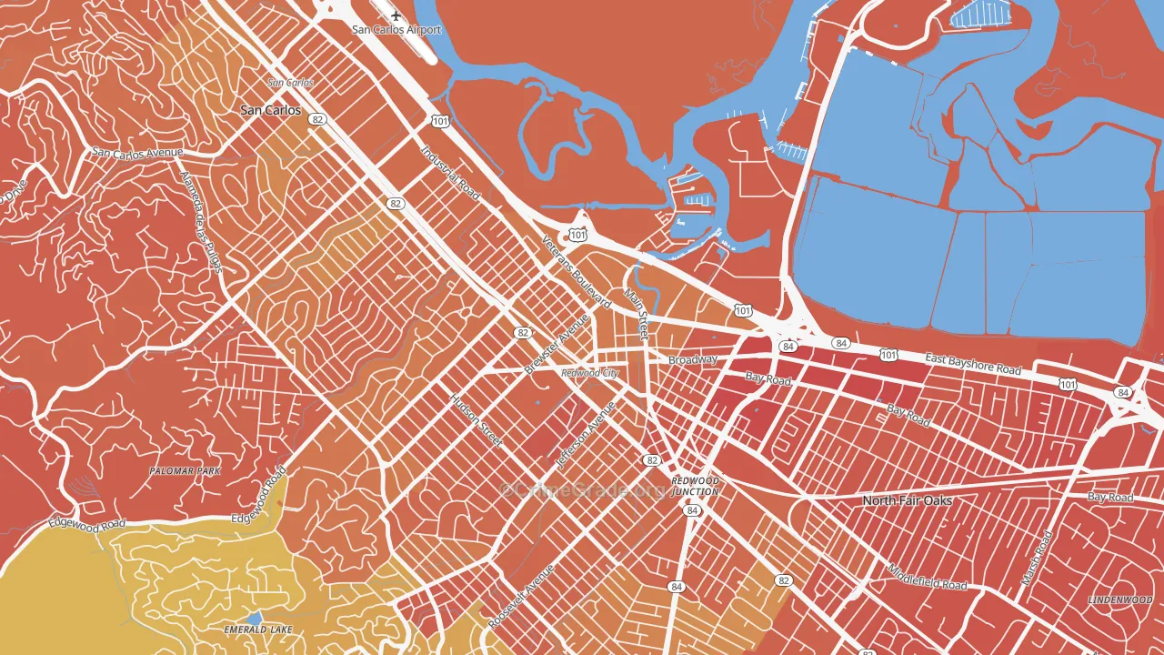Centennial, Redwood City, CA Map of Murder Rates