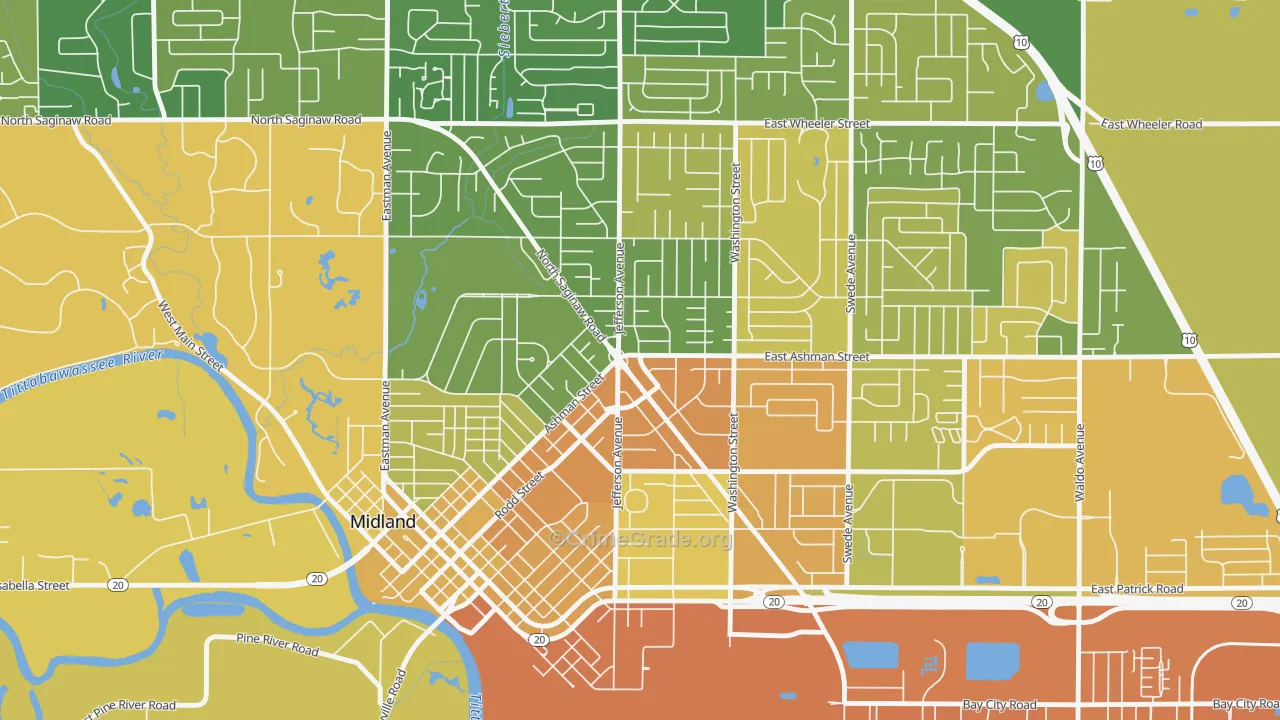 Center City, Midland, MI Map of Murder Rates