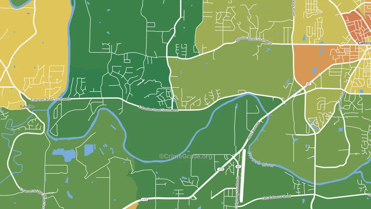 Center, GA Map of Murder Rates