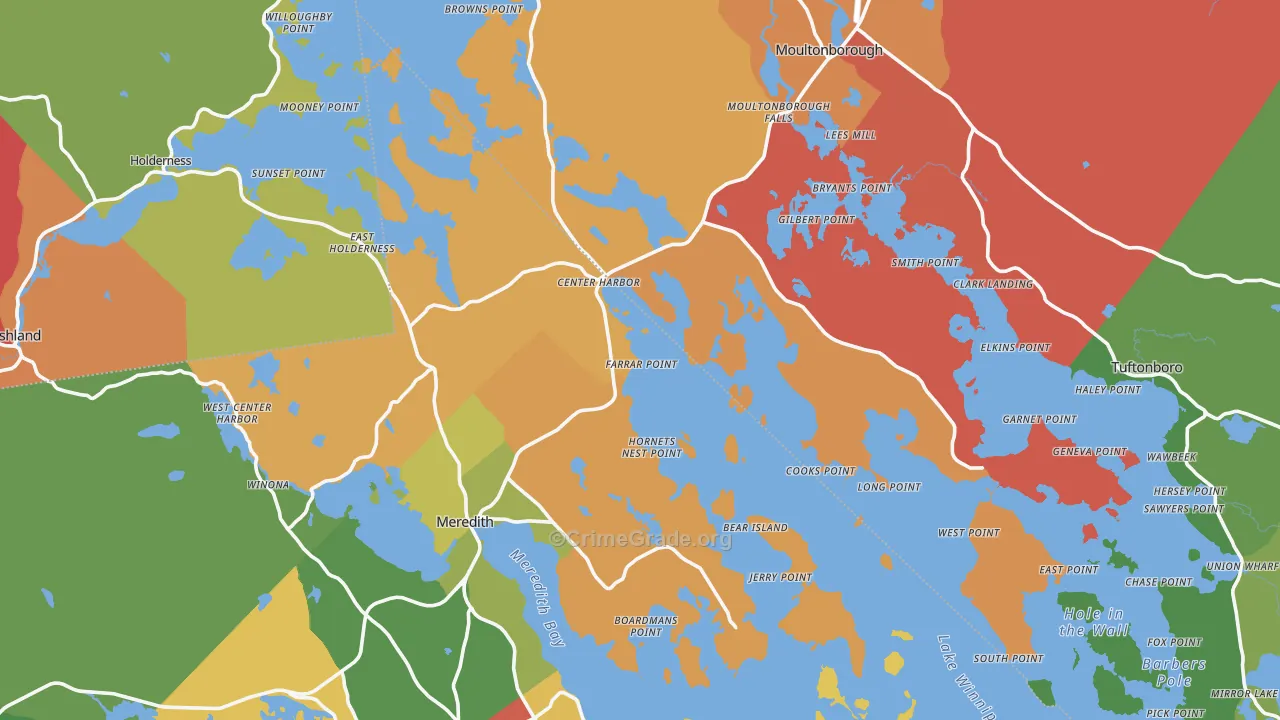 Center Harbor, NH Map of Murder Rates