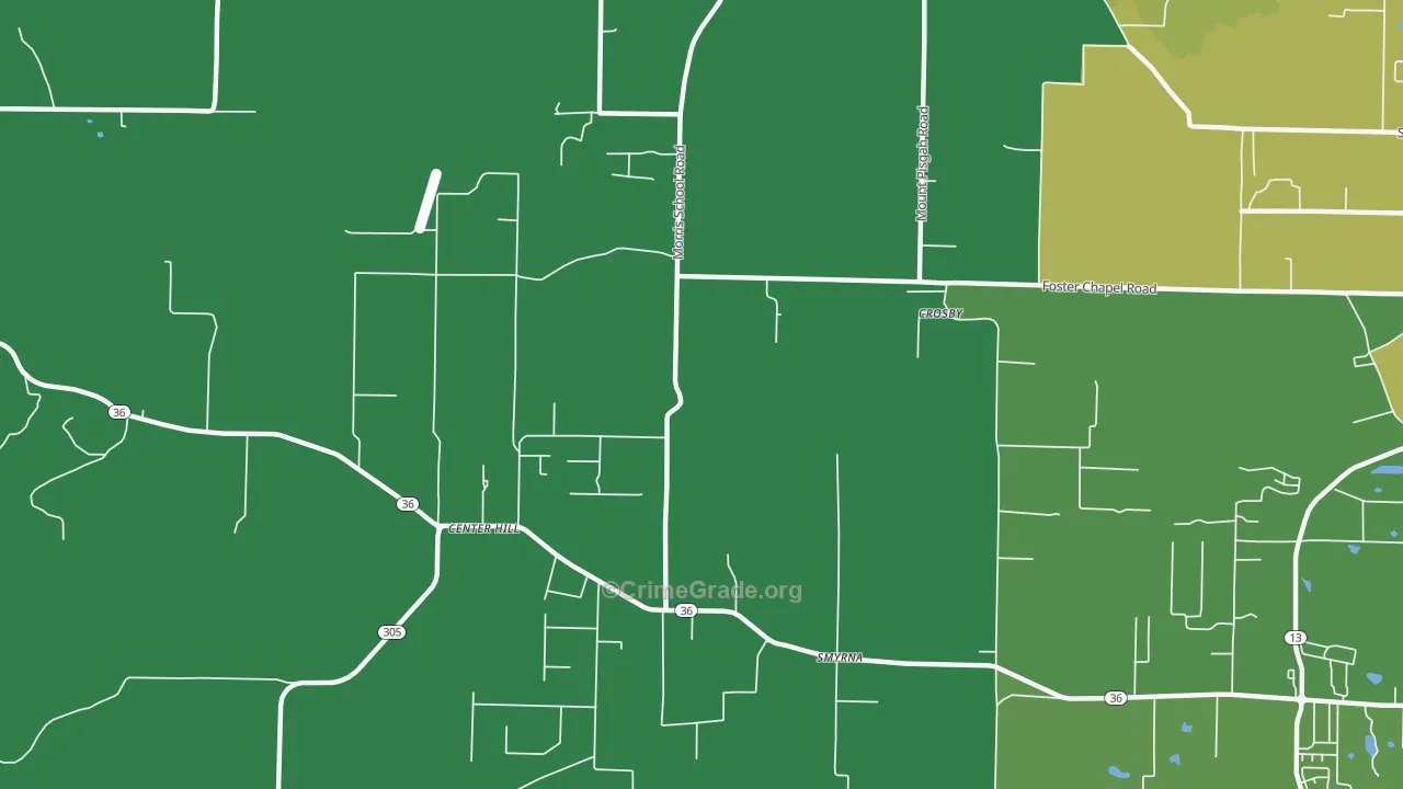 Center Hill, AR Map of Murder Rates