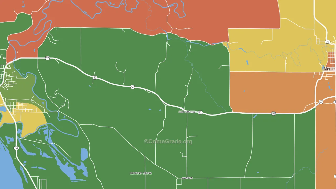 Center Hill, IL Map of Murder Rates