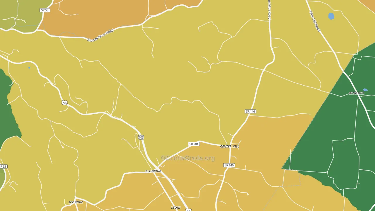 Center Hill, TN Map of Murder Rates