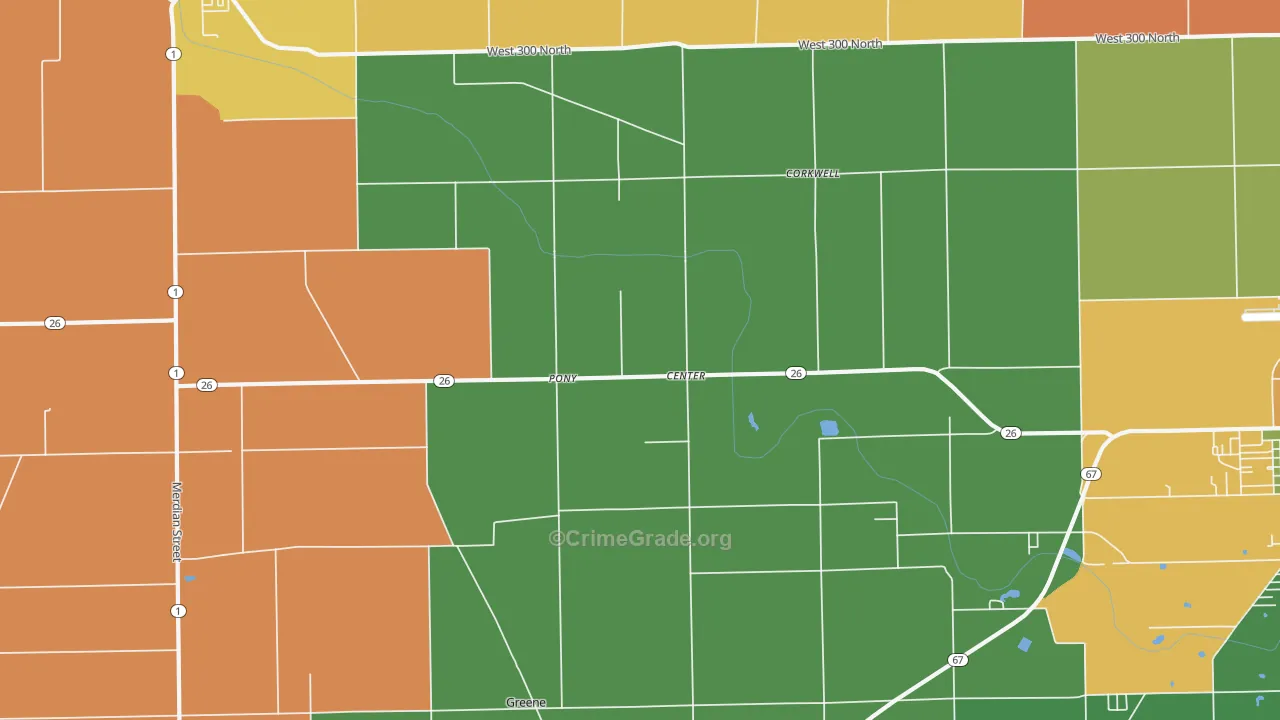 Center, IN Map of Murder Rates