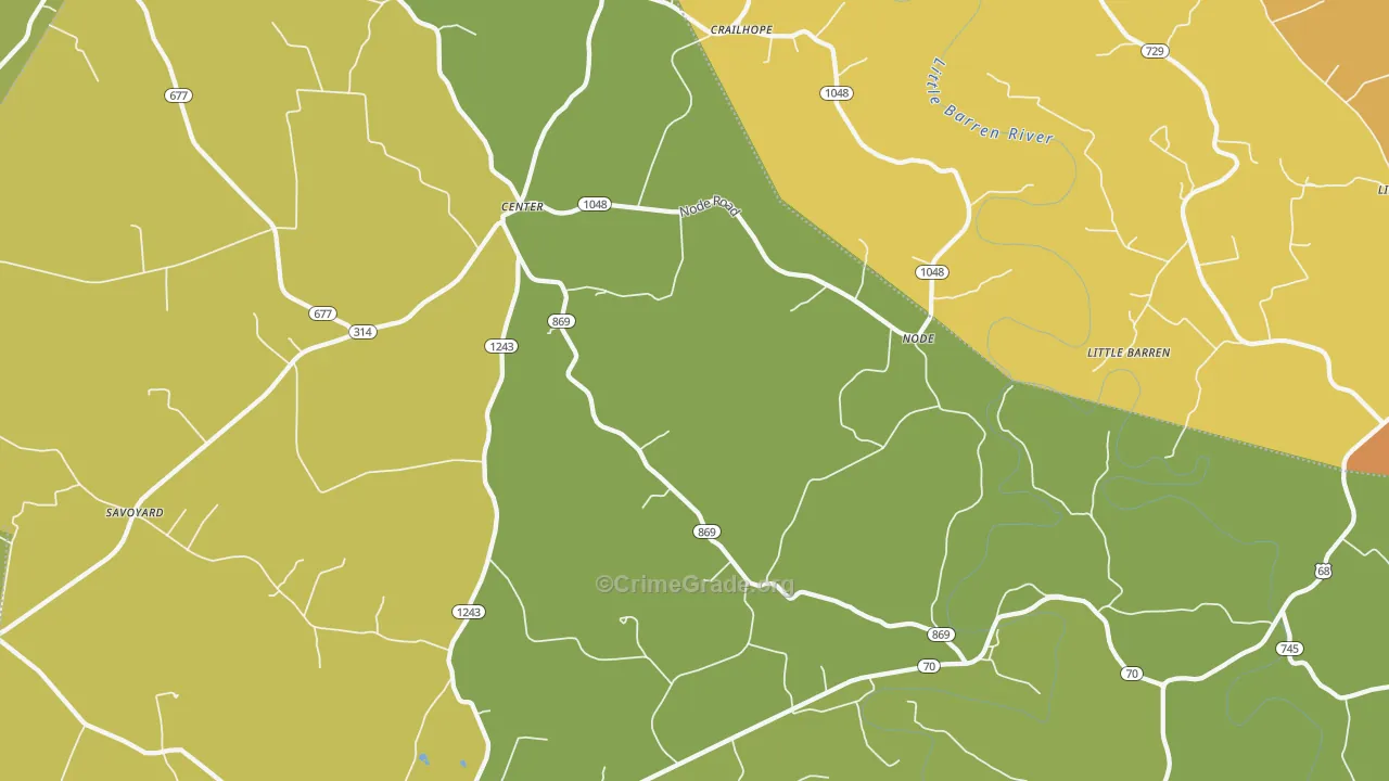 Center, KY Map of Murder Rates