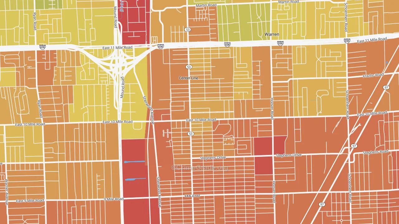 Center Line, MI Map of Murder Rates