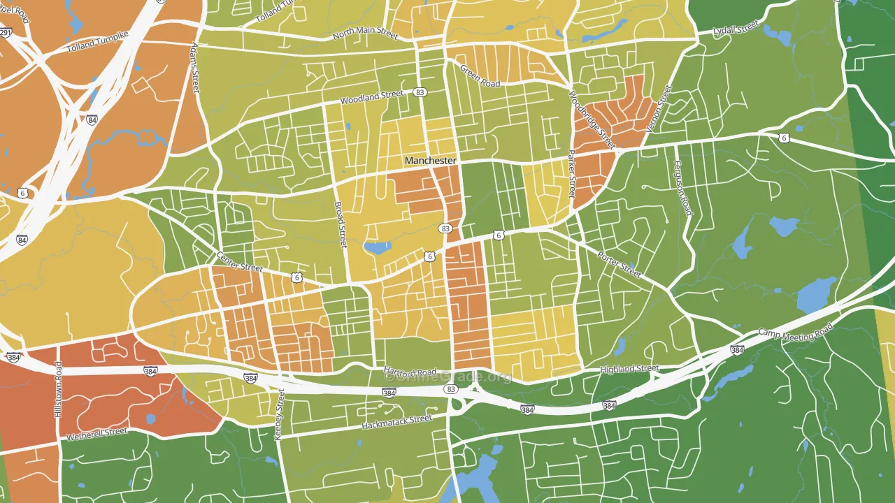 Center, Manchester, CT Map of Murder Rates