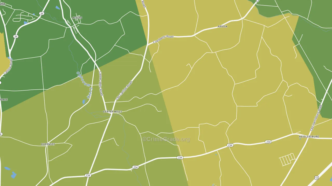 Center Mills, PA Map of Murder Rates