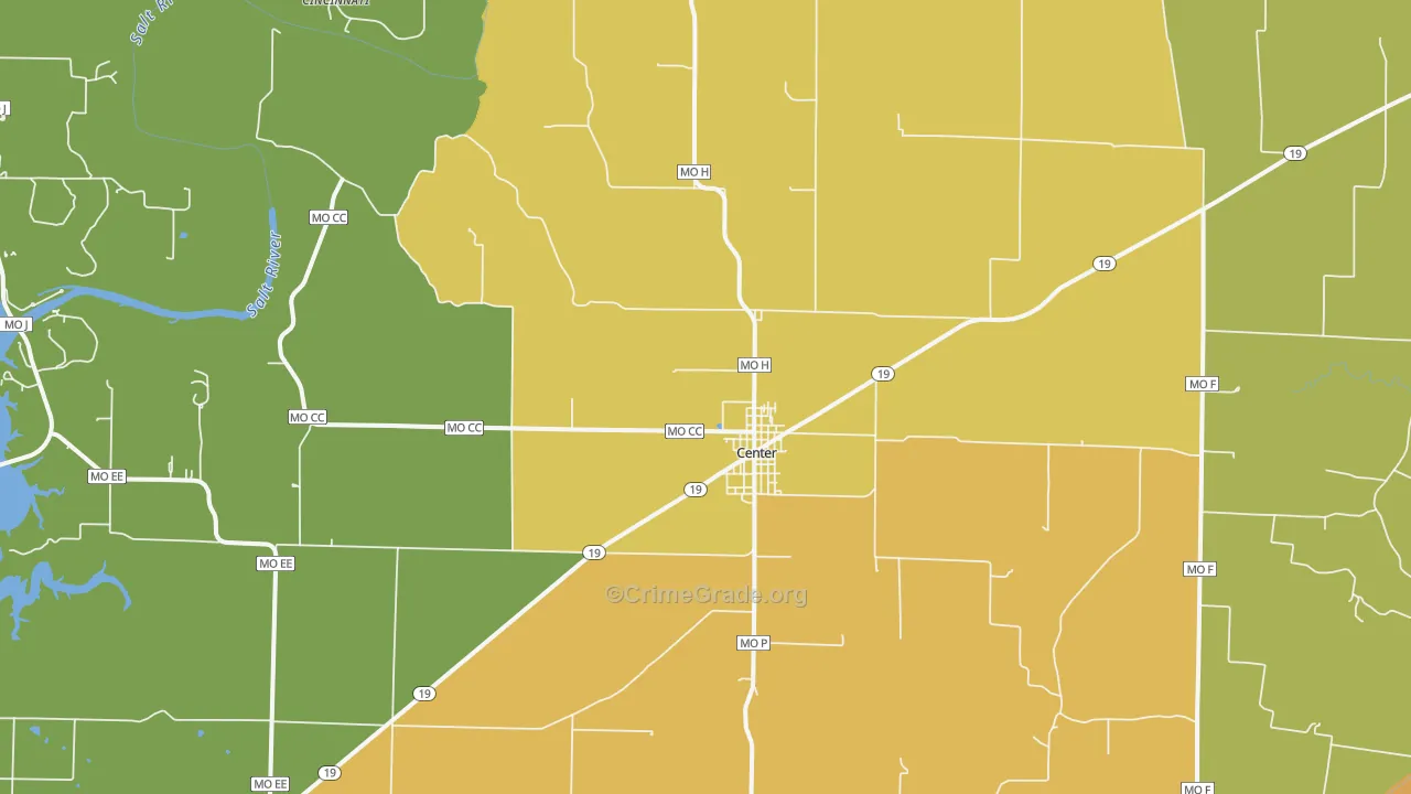 Center, MO Map of Murder Rates