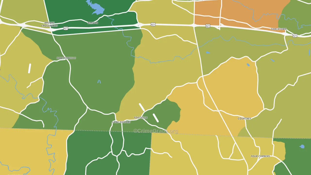 Center, NC Map of Murder Rates