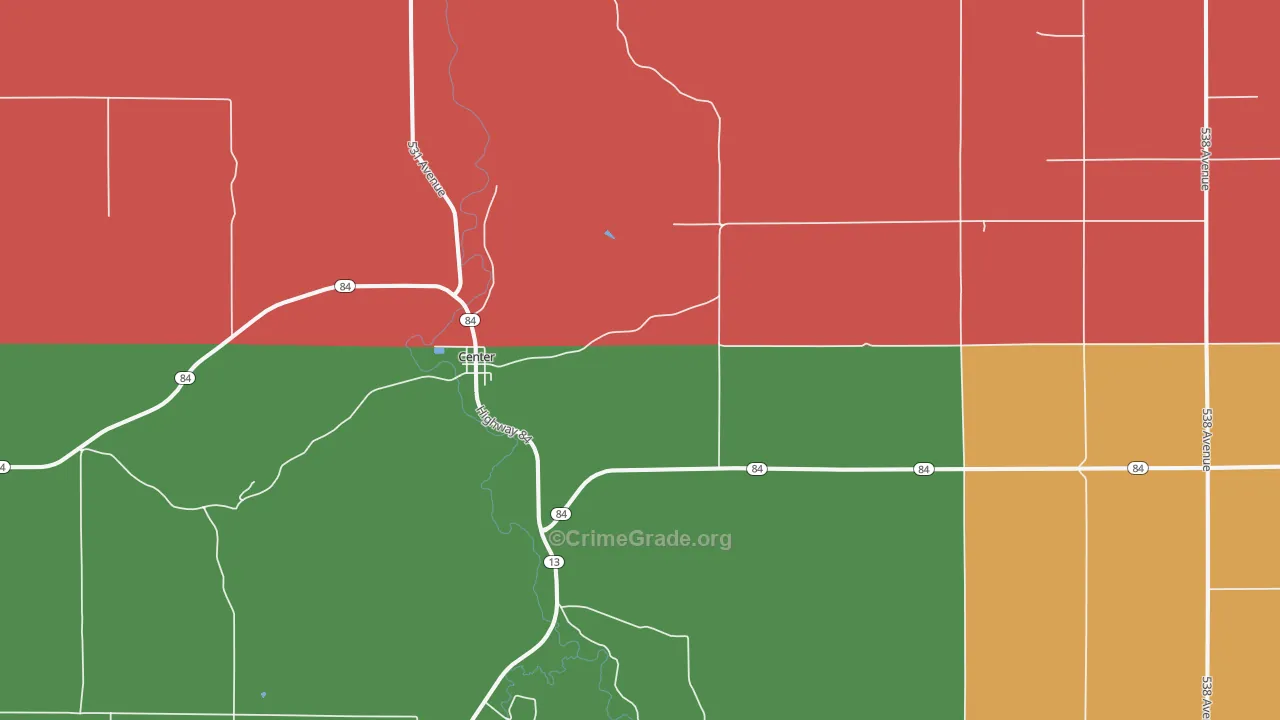 Center, NE Map of Murder Rates