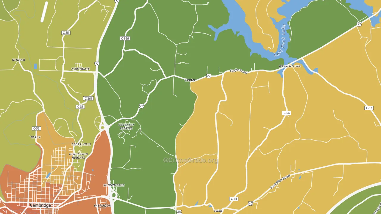 Center, OH Map of Murder Rates
