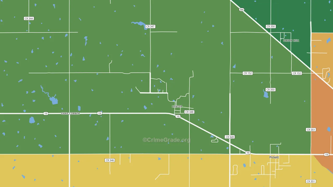 Center, OK Map of Murder Rates