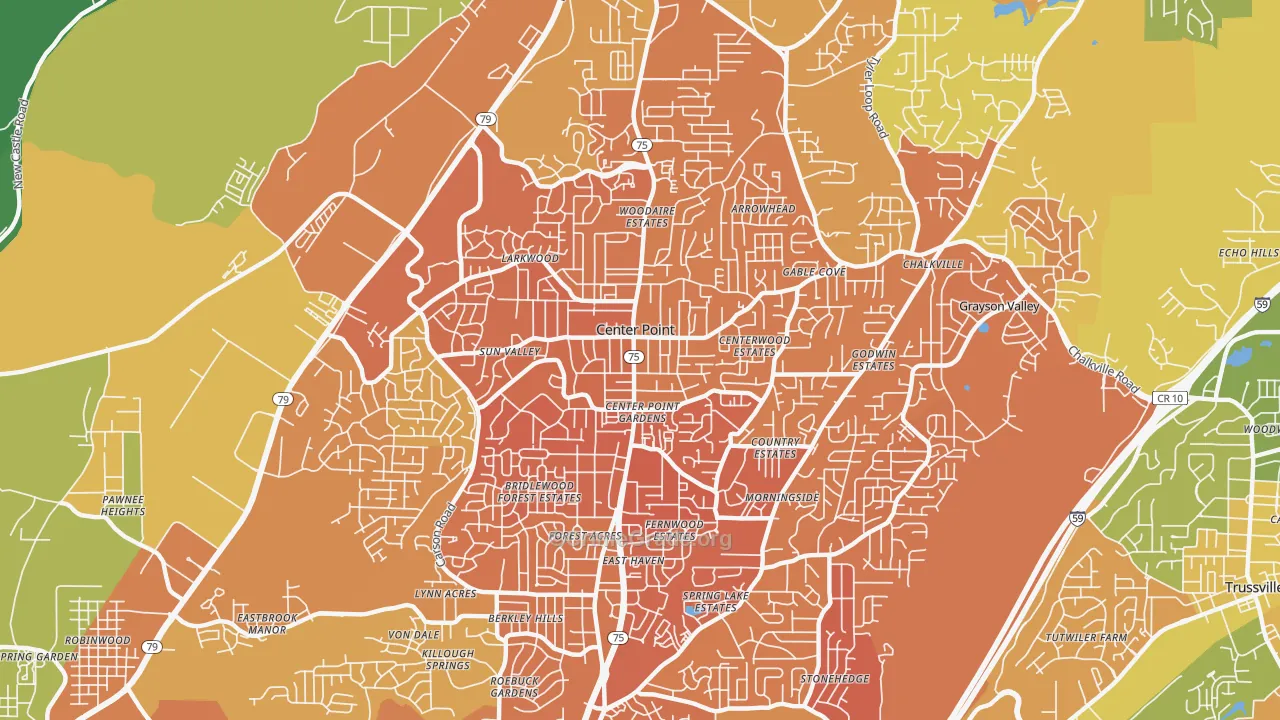 Center Point, AL Map of Murder Rates