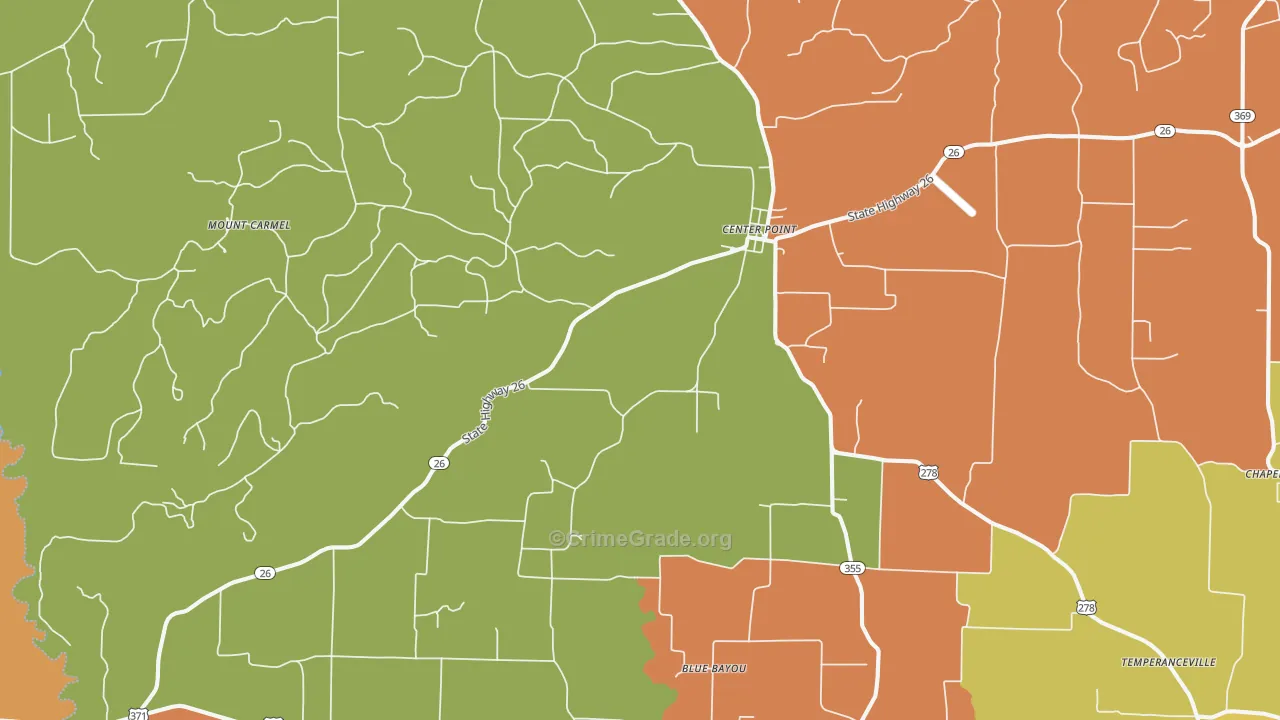Center Point, AR Map of Murder Rates