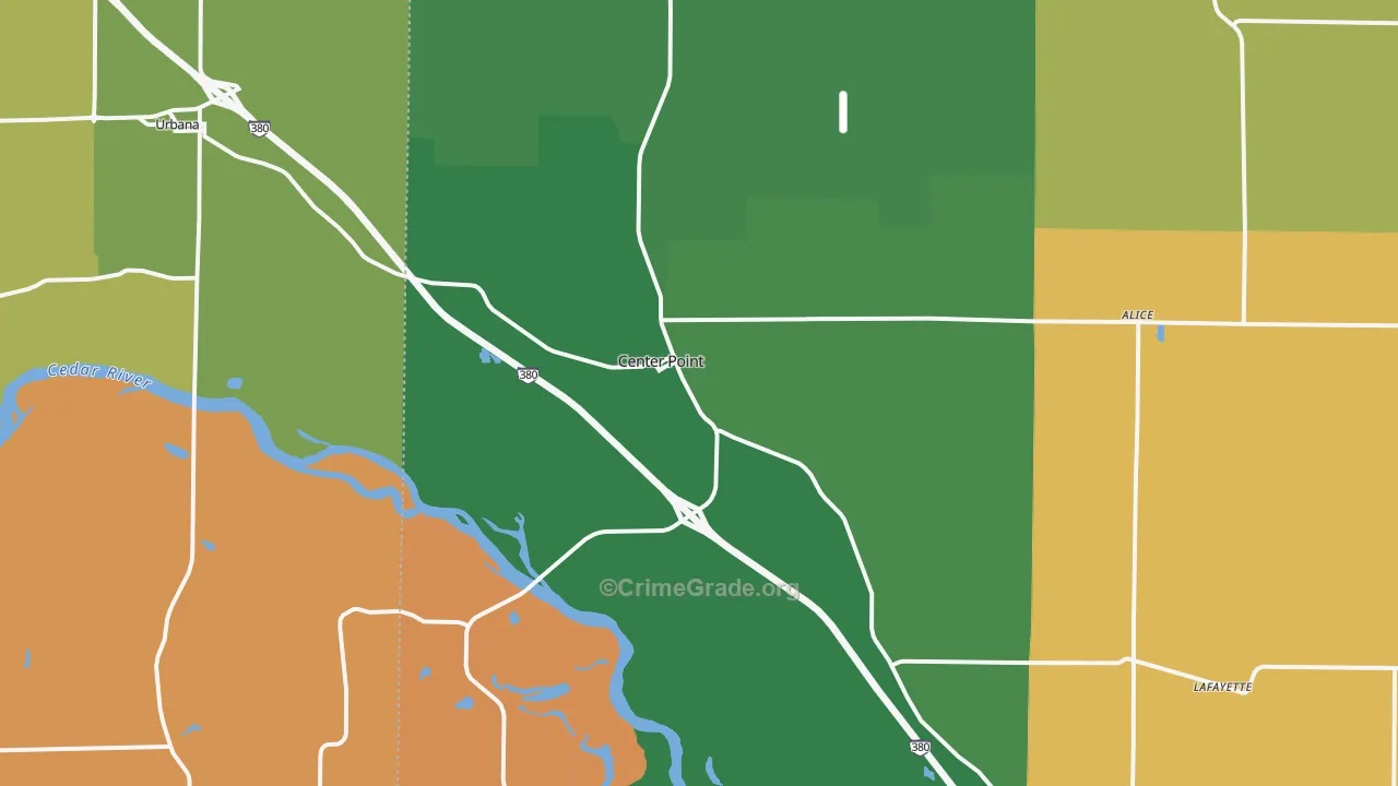 Center Point, IA Map of Murder Rates
