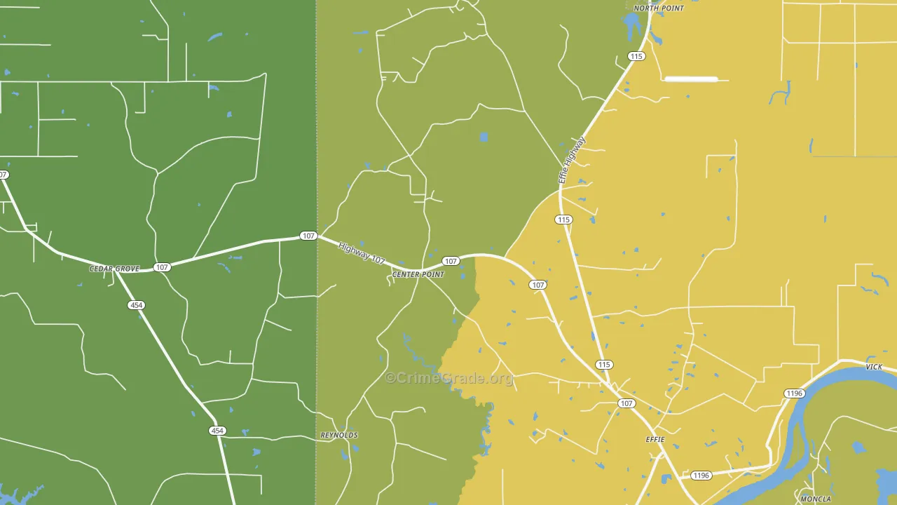 Center Point, LA Map of Murder Rates