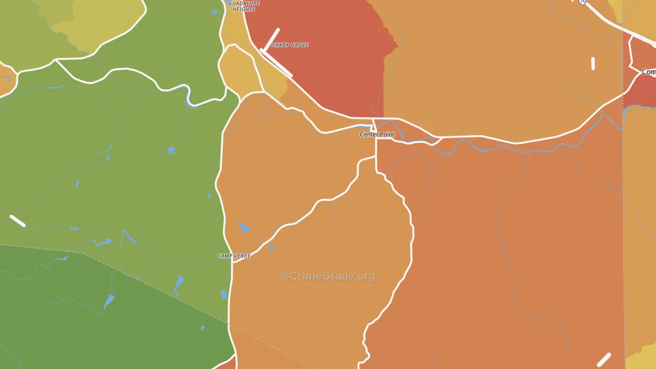 Center Point, TX Map of Murder Rates