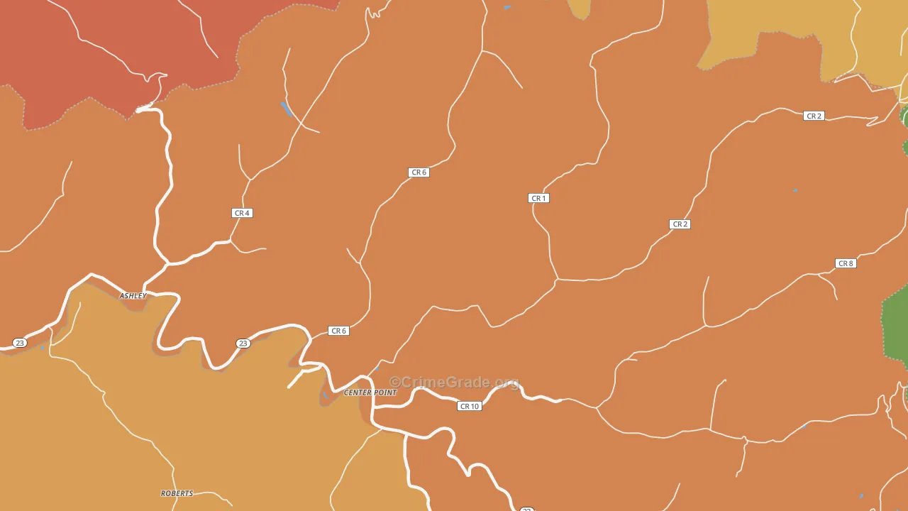 Center Point, WV Map of Murder Rates
