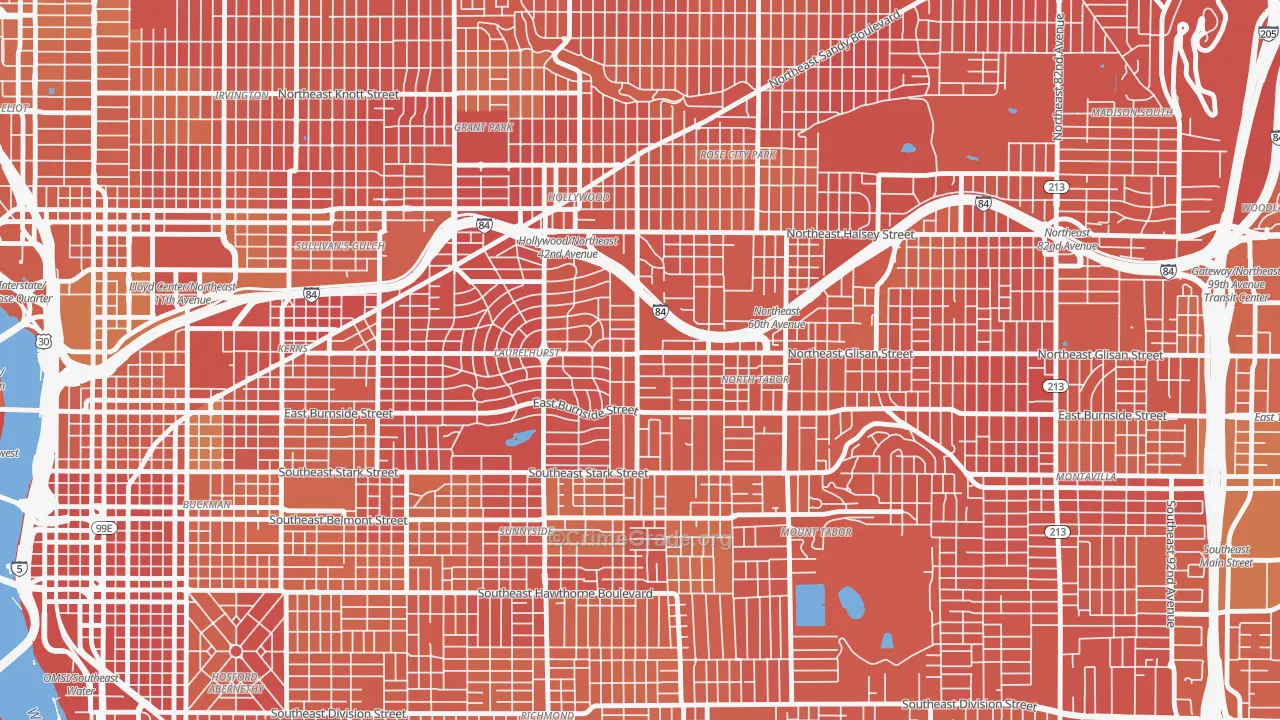 Center, Portland, OR Map of Murder Rates