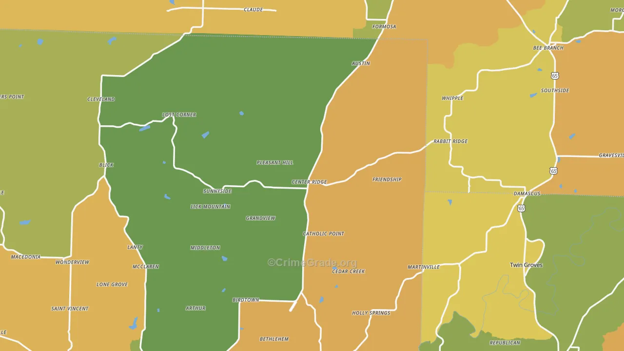 Center Ridge, AR Map of Murder Rates