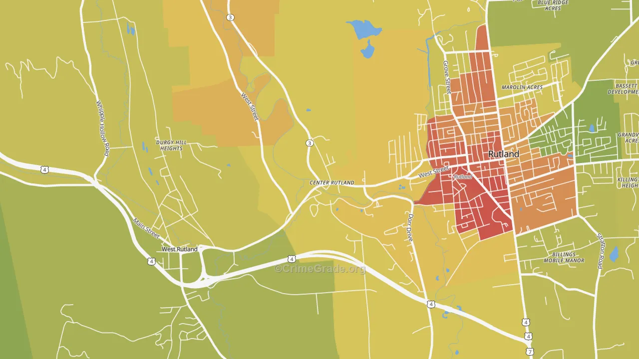 Center Rutland, VT Map of Murder Rates