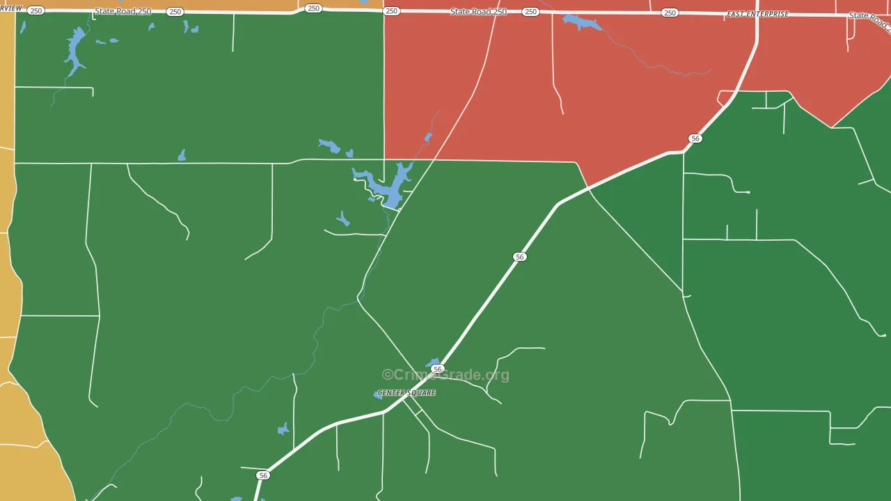 Center Square, IN Map of Murder Rates
