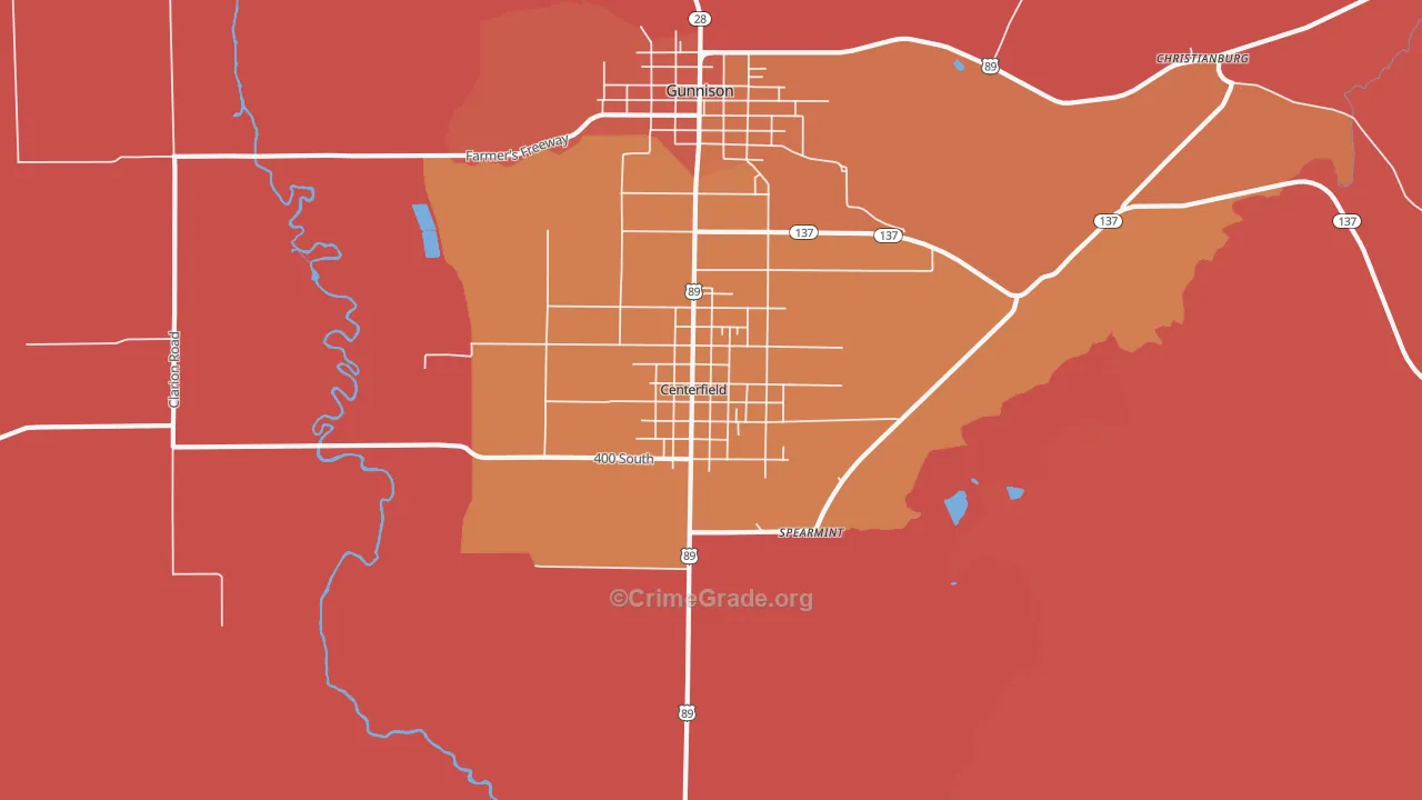 Centerfield, UT Map of Murder Rates