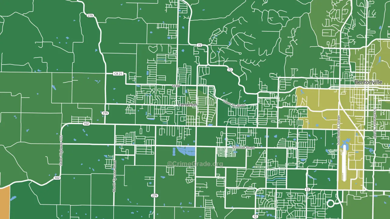 Centerton, AR Map of Murder Rates