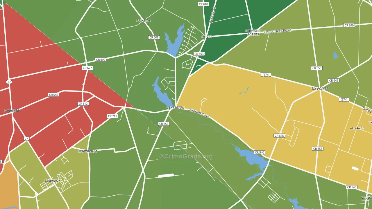 Centerton, NJ Map of Murder Rates