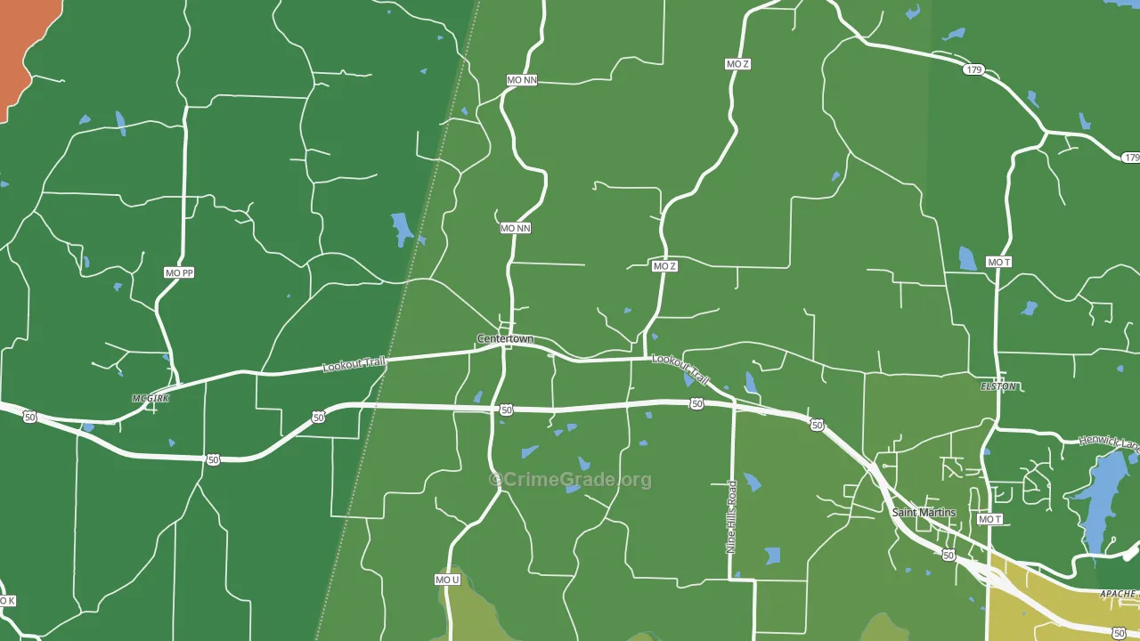 Centertown, MO Map of Murder Rates