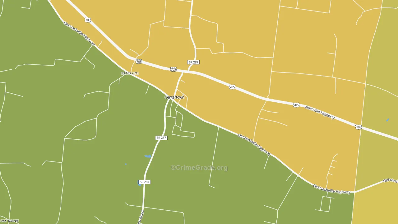 Centertown, TN Map of Murder Rates