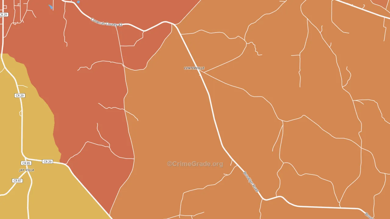Centerville, AL Map of Murder Rates