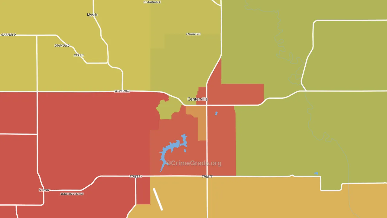 Centerville, IA Map of Murder Rates