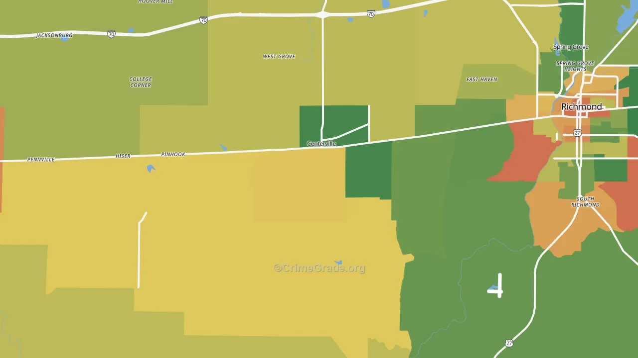 Centerville, IN Map of Murder Rates