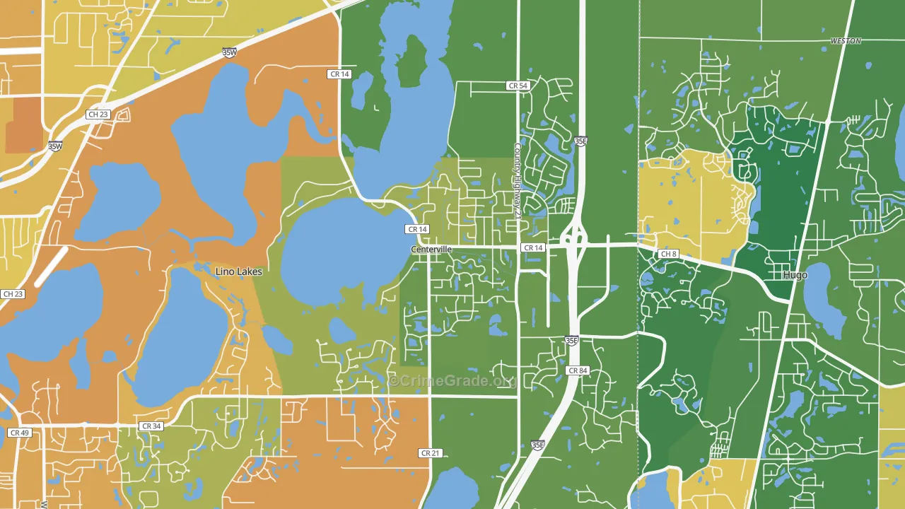Centerville, MN Map of Murder Rates