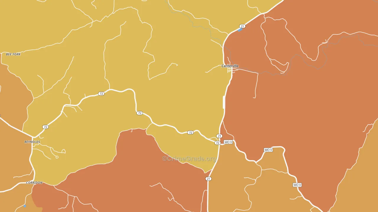 Centerville, MO Map of Murder Rates
